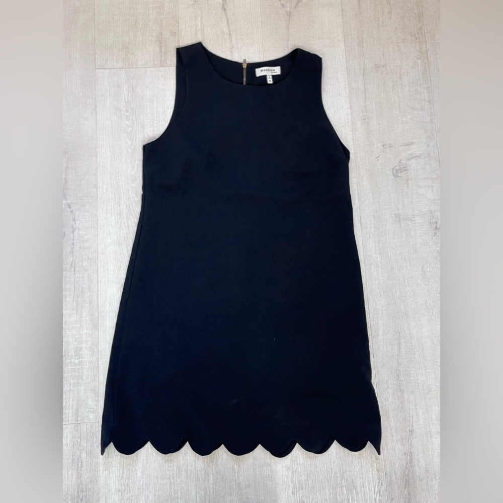 Monteau Black Mini Sleeveless Scallop Detail Dress